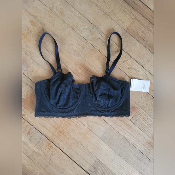 Auden Unlined Scalloped Lace Bra - Black - 34C - Picture 3 of 7